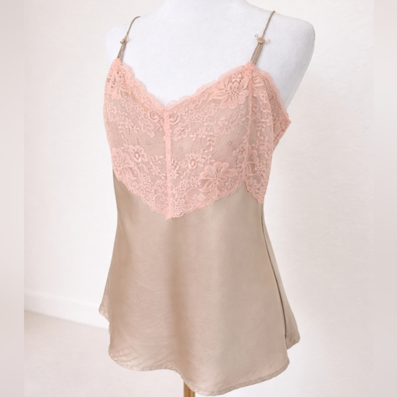 GAP Body 100% Silk Lace Cami | Blush Nude Y2K Coquette Slip Top M - Picture 5 of 7